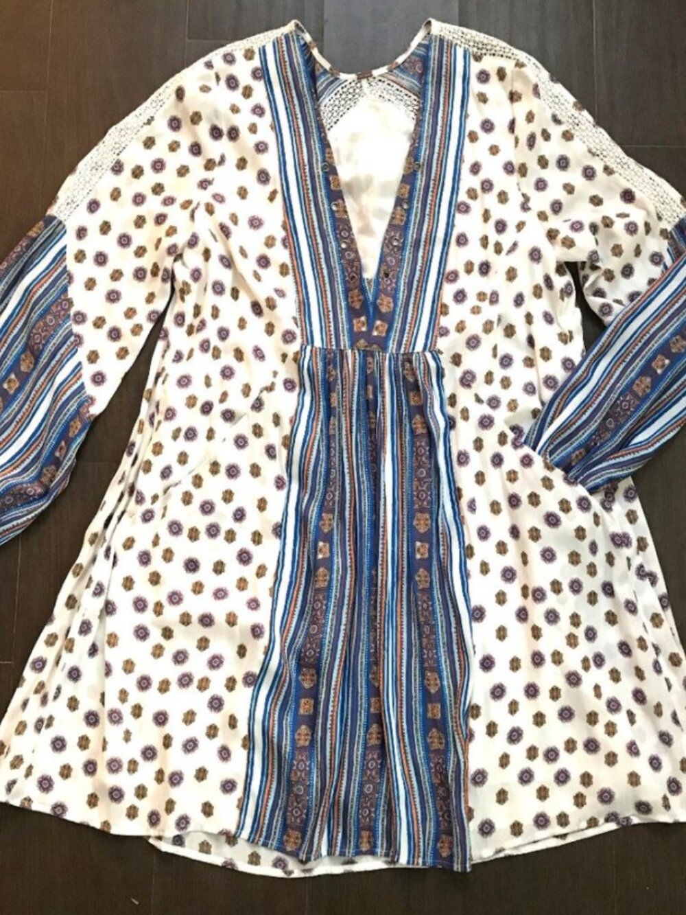 Free people Blossom sleeves lace up dress size M - Picture 2 of 11